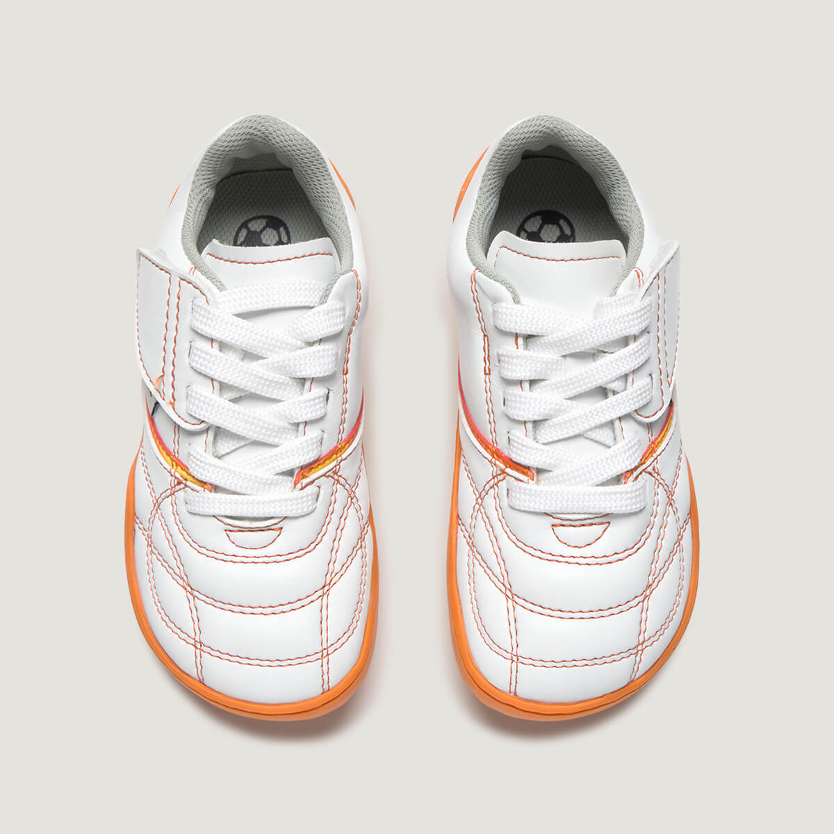 Superior Amunt Zapatilla de futbol barefoot | Blanco Naranja Microfibra