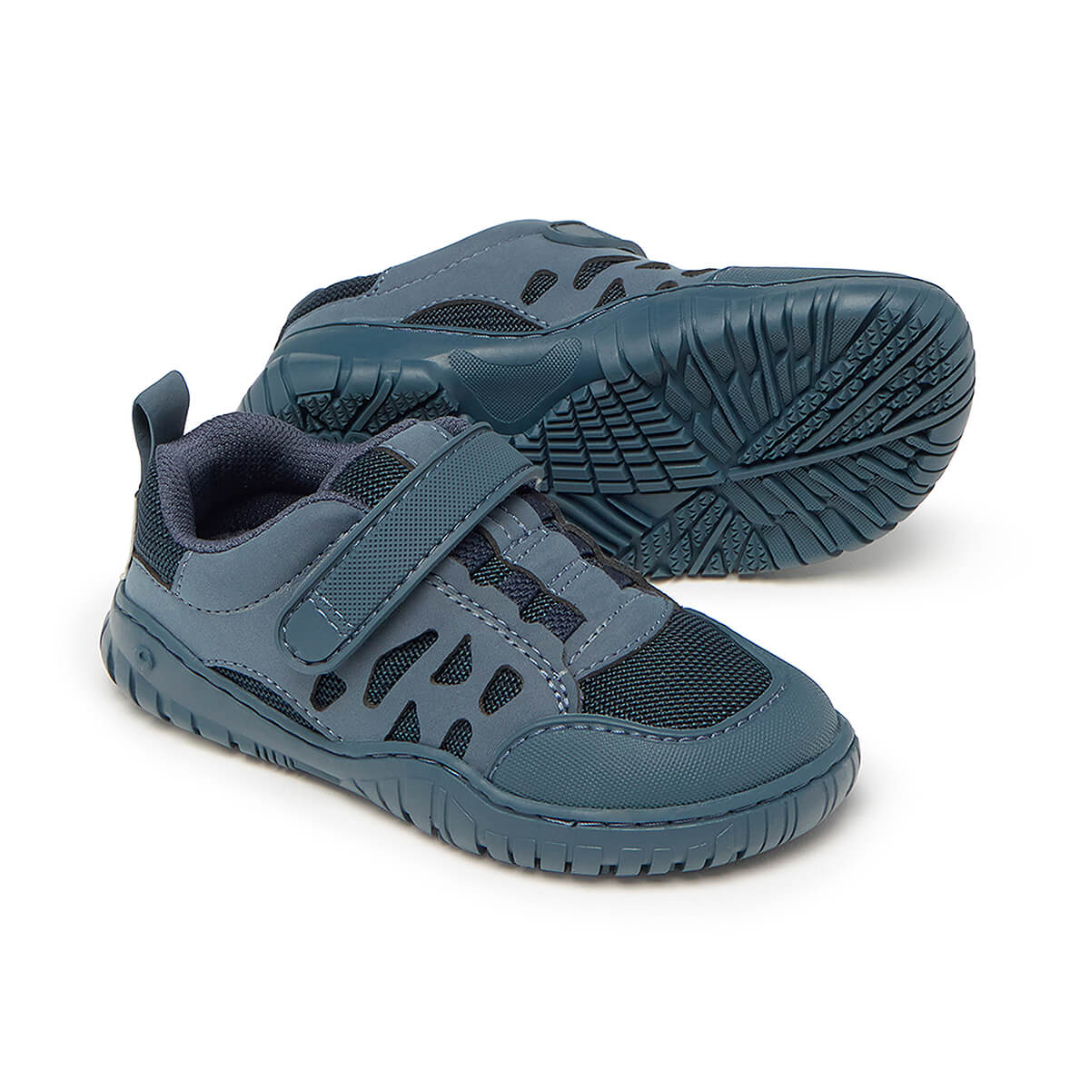 calzado infantil barefoot diseno respetuoso deportivo divertido moderno color azul denim onil rocker 02 | Azul Denim Microfibra Nobuck