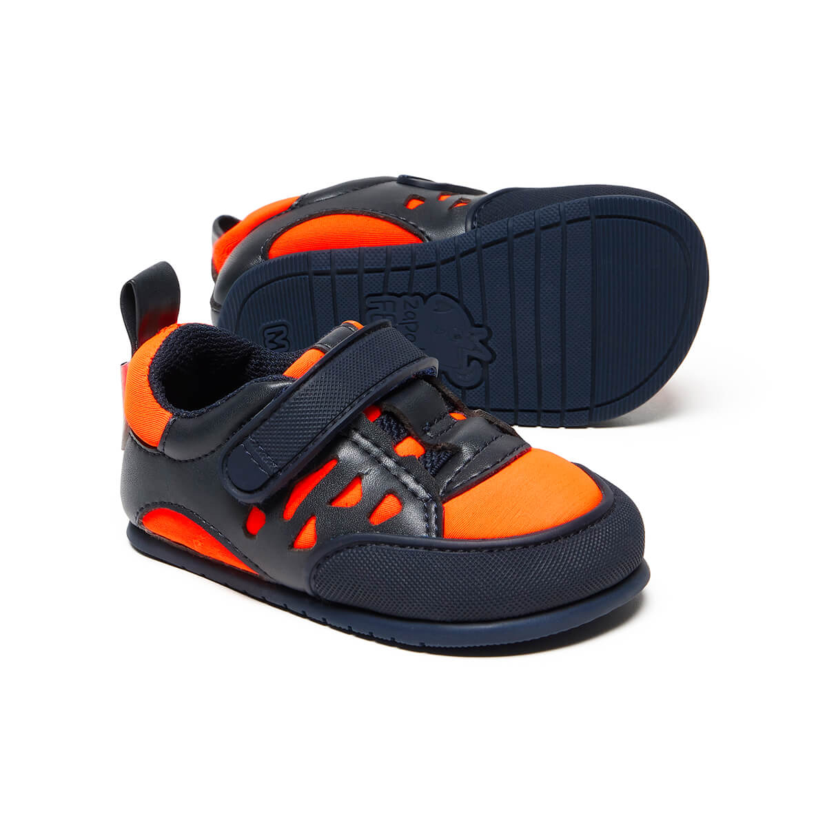 calzado infantil barefoot diseno respetuoso deportivo divertido moderno color azul naranja onil feroz aw24 02 | Azul Naranja Microfibra