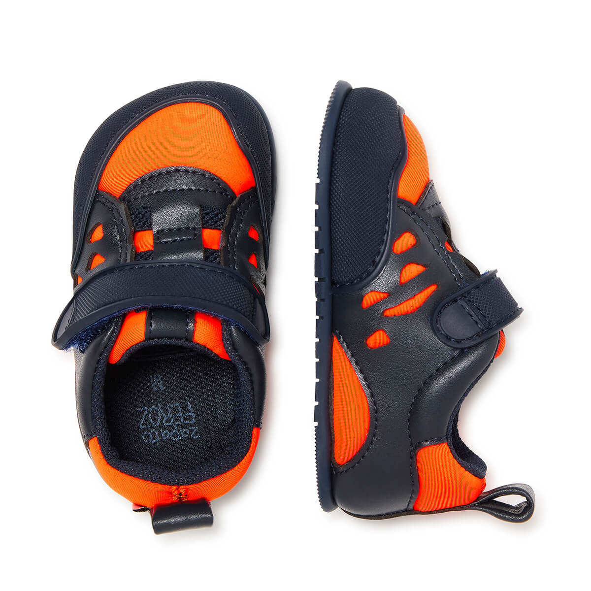 calzado infantil barefoot diseno respetuoso deportivo divertido moderno color azul naranja onil feroz aw24 03 | Azul Naranja Microfibra