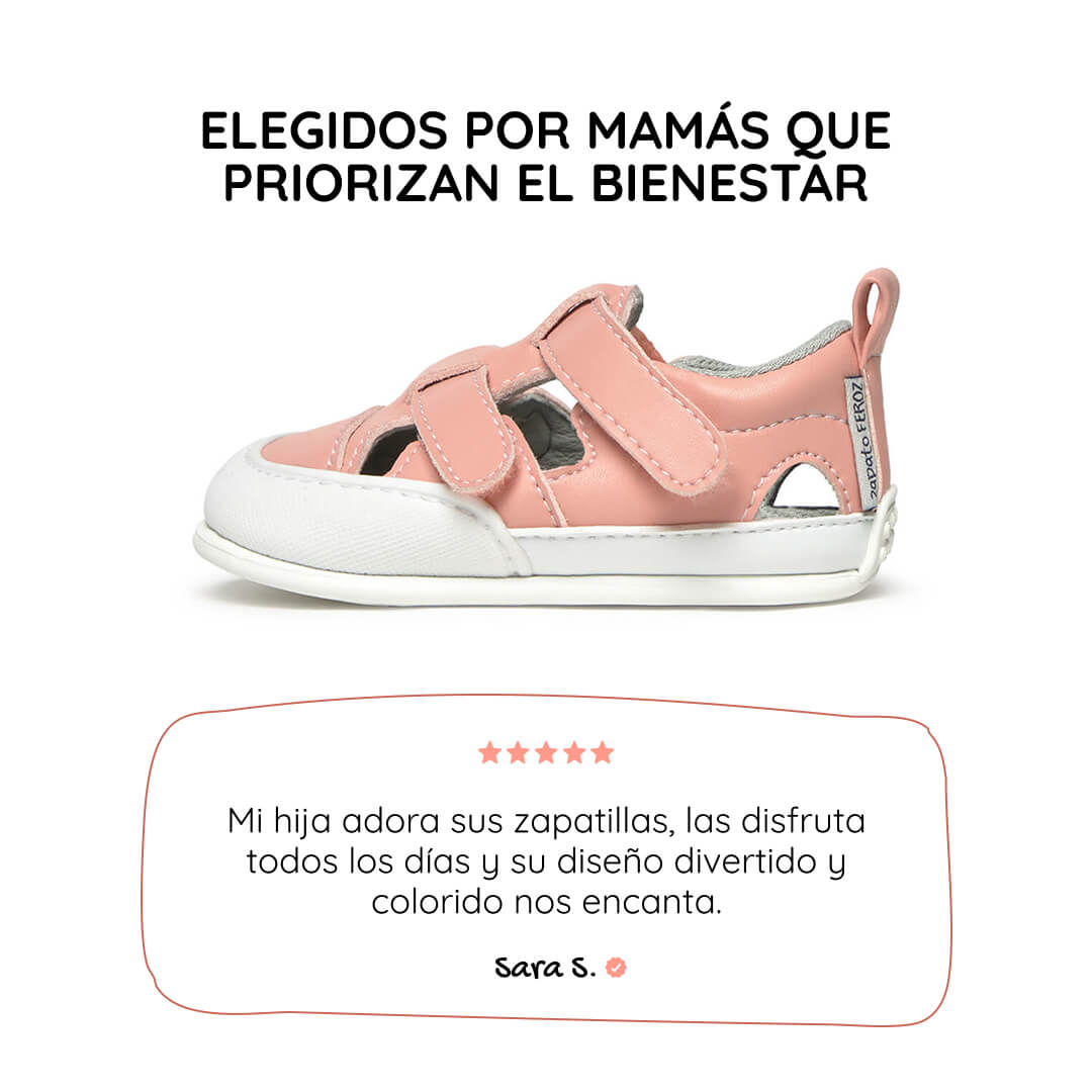 sandalia mayor apertura barefoot bebes rosa fresa javea feroz ss26 01 | rosa microfibra