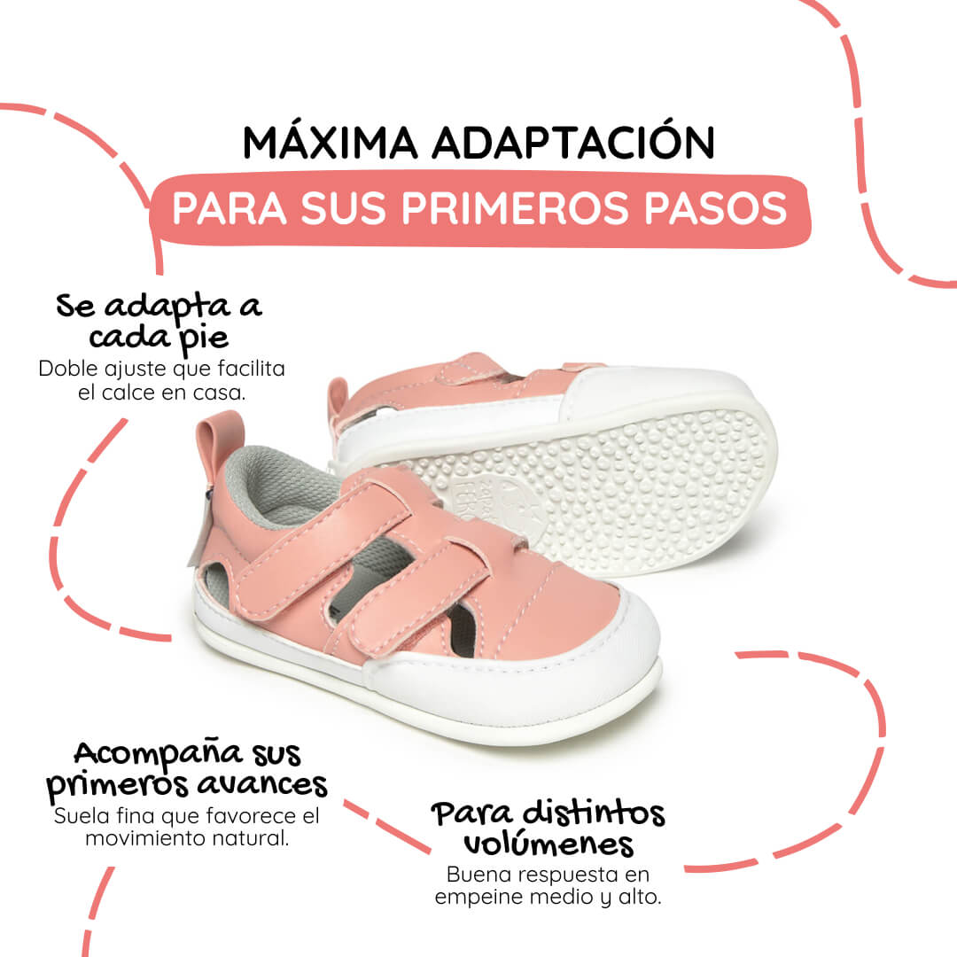 sandalia mayor apertura barefoot bebes rosa fresa javea feroz ss26 02 | rosa microfibra