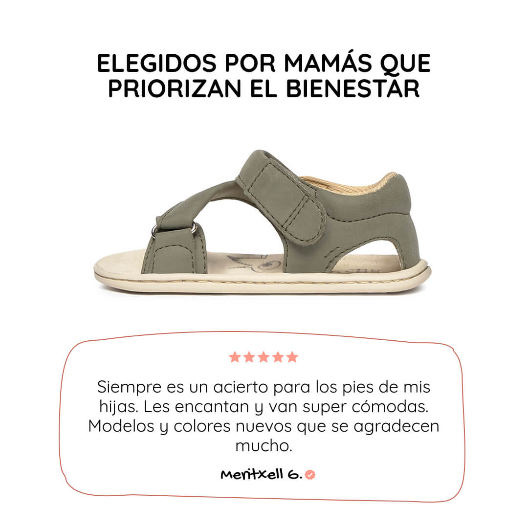 sandalia minimalista respetuosa infantil kaki oliva rocker ss26 01 | Kaki Microfibra Nobuck