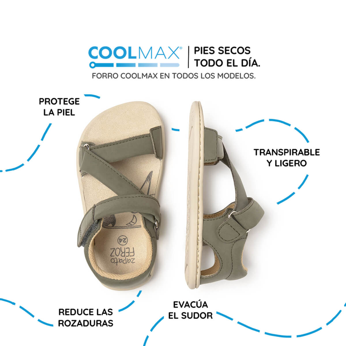sandalia minimalista respetuosa infantil kaki oliva rocker ss26 03 | Kaki Microfibra Nobuck