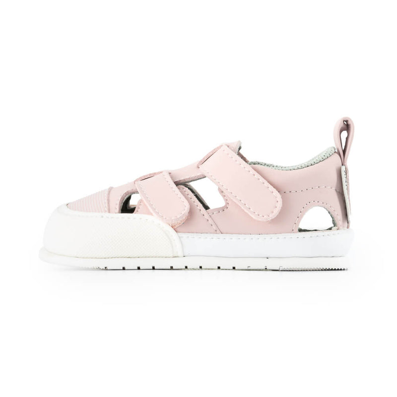 sandalias barefoot veganas microfibra cierre velcro espacio dedos bebes color rosa javea feroz ss24 | Rosa Palo Microfibra Nobuck