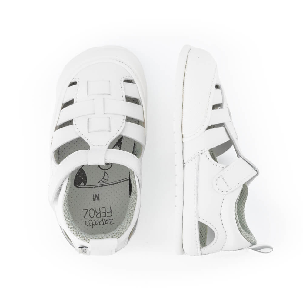 sandalias respetuosas movimiento libre bebes color blanco marron puntitos tabarca ulises feroz ss24| Blanco microfibra
