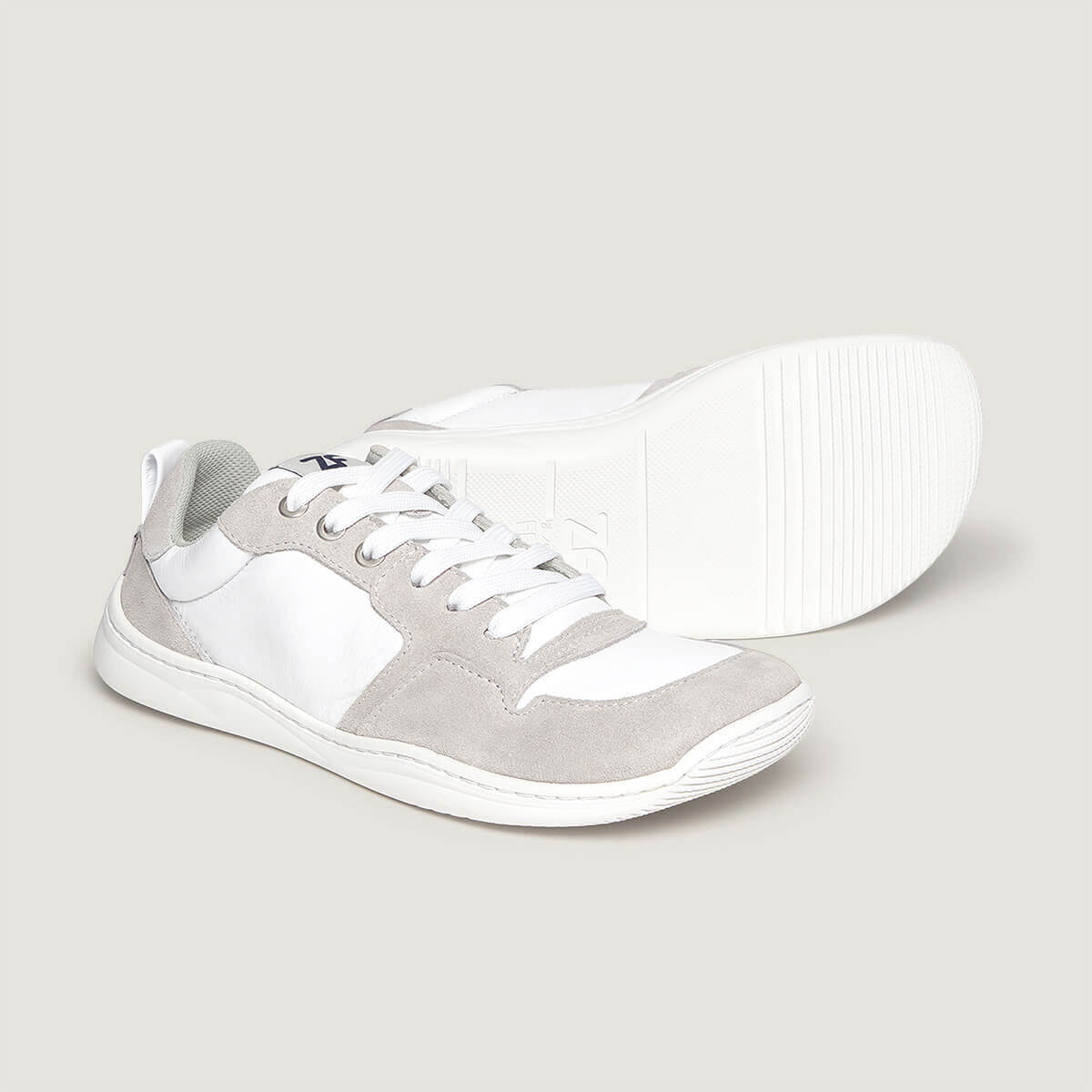 zapatilla deportiva adulto barefoot piel serraje blanco olocau aw25 02 | Blanco Gris Piel
