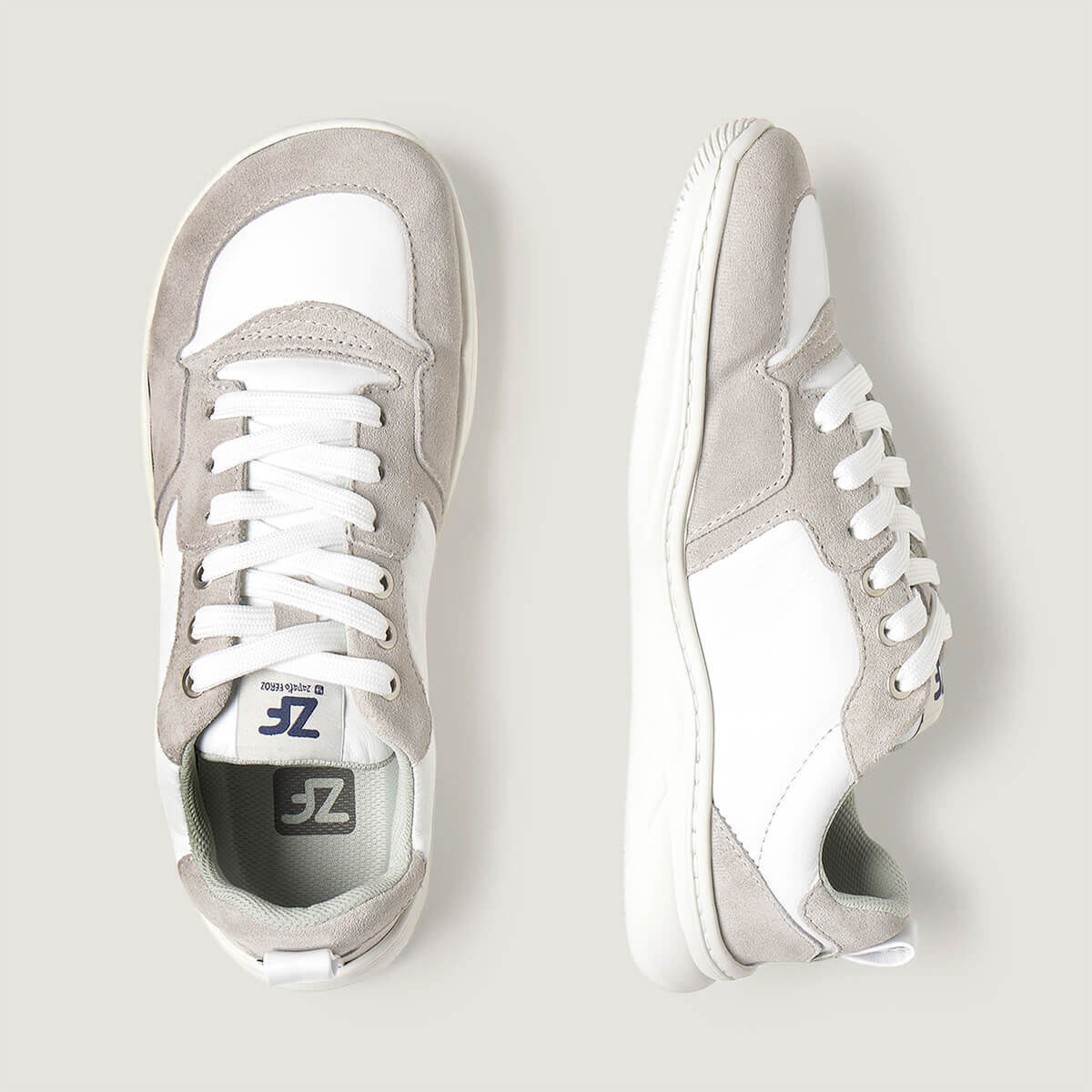 zapatilla deportiva adulto barefoot piel serraje blanco olocau aw25 03 | Blanco Gris Piel
