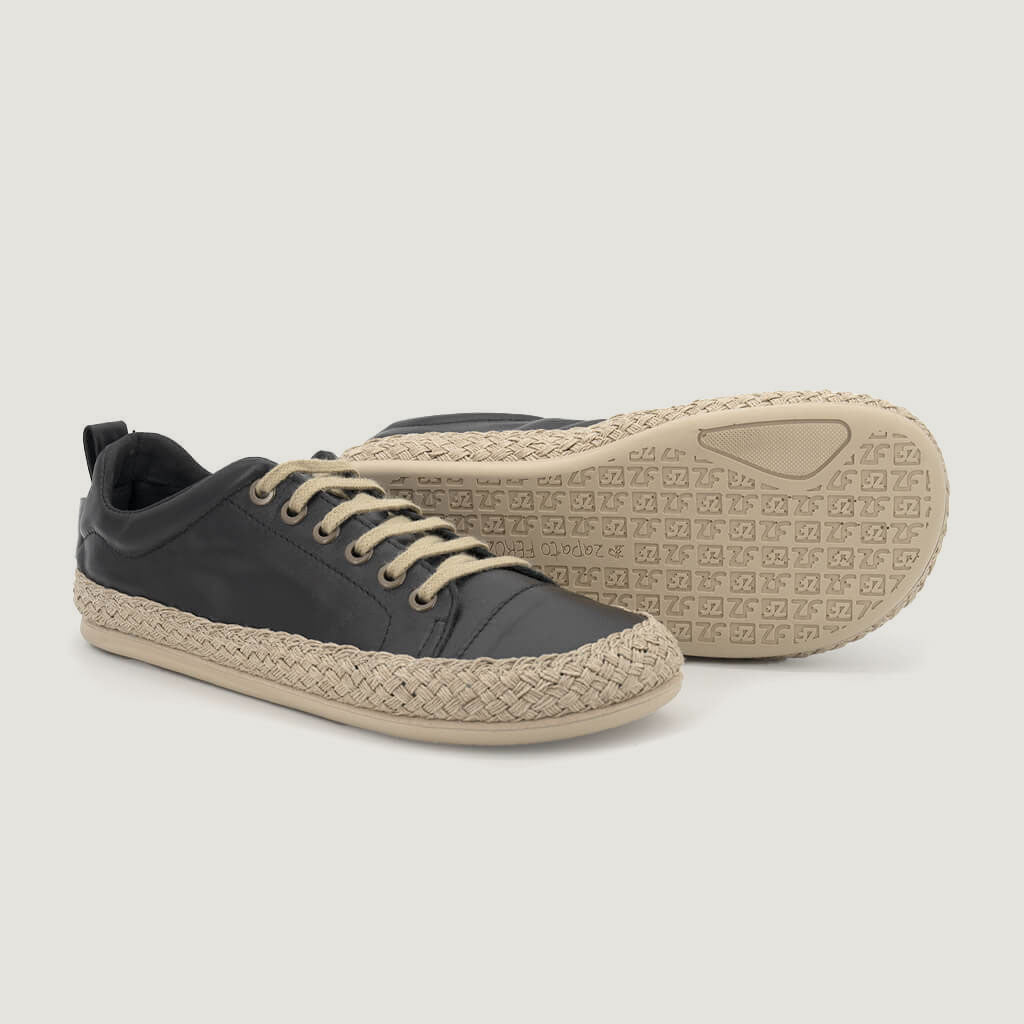 zapatillas deportivas cordones elasticos puntera flexible jerica cuerda freeker adulto ss26 cuerda negro 02 |  negro Piel