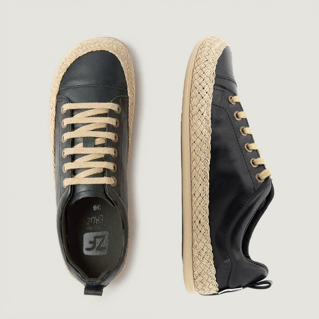 zapatillas deportivas cordones elasticos puntera flexible jerica cuerda freeker adulto ss26 cuerda negro 03 |  negro Piel
