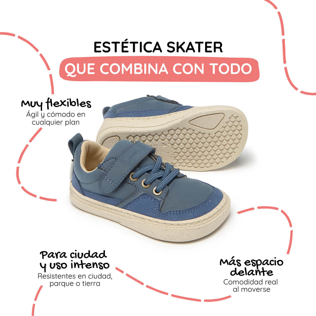 zapatillas deportivas respetuosas cordones velcro transpirables ninos cheste azul denim rocker aw25 02 | azul denim microfibra nobuck